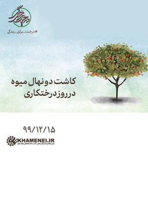 کاشت دو نهال میوه در روز درختکاری